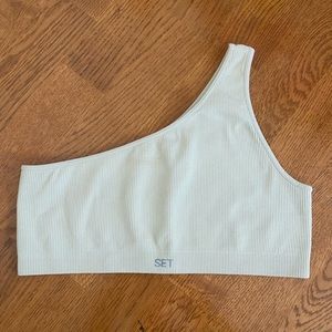 Set Active SculptFlex Ribbed One Shoulder Sports Bra - Oat Milk